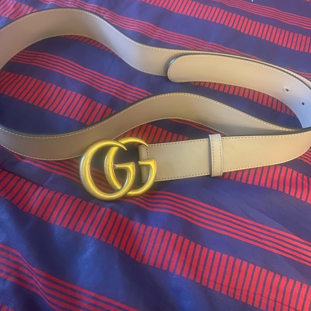 Leather belt with Double G buckle Size 120